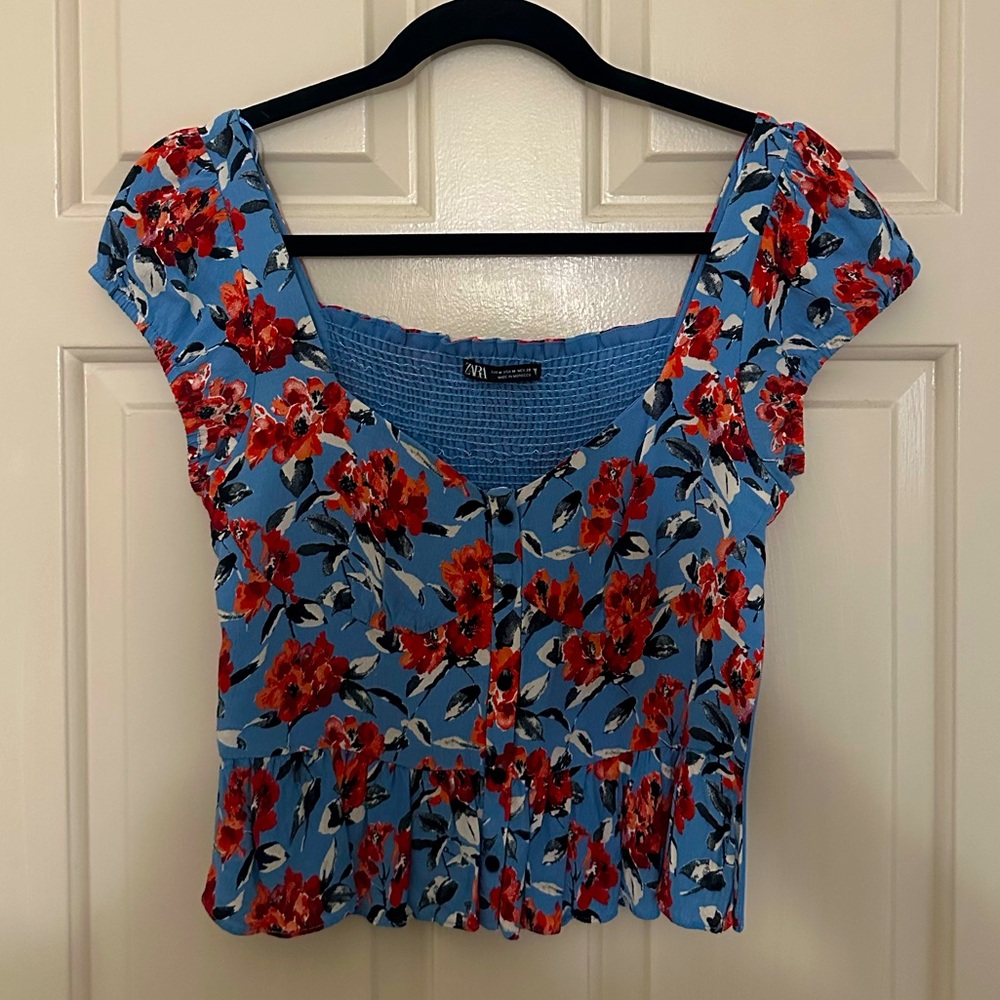 Zara floral blouse